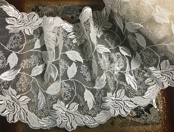 Ivory Soft and Shiny Italian Embroidered Tulle  Lace -16 cm  Wide