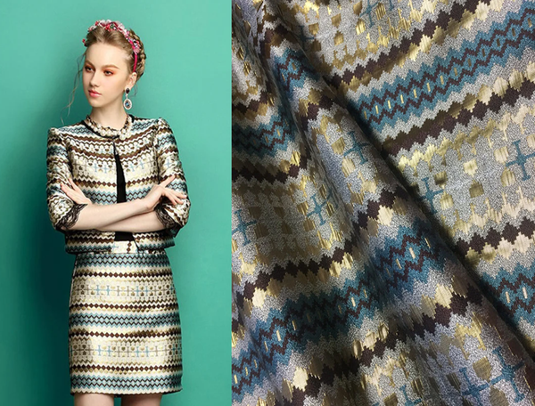 Geometric  Pattern Print - French  Jacquard Fabric - 145 cm Wide