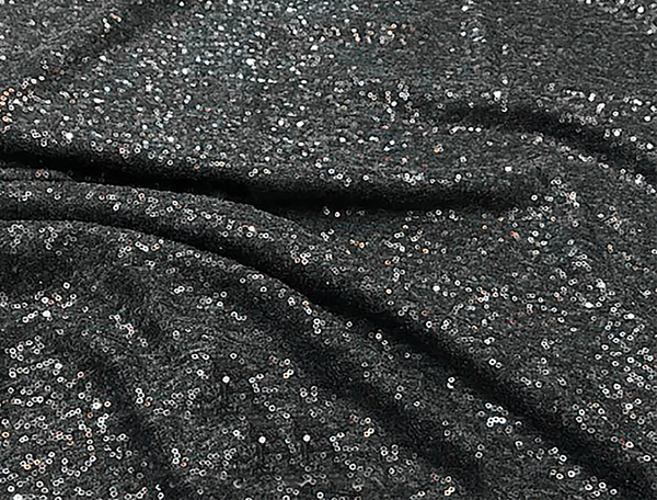 Dark Grey Soft Knitted - Italian  Sequined Wool  Knit, 140 cm Width.