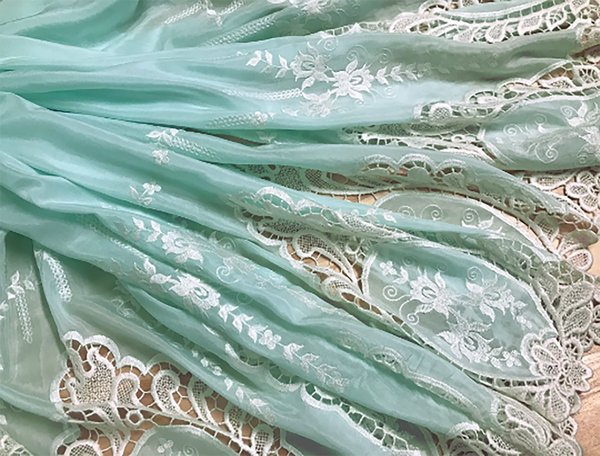 Embroidered Double Border -Silk/Cotton - 120 cm Wide - Available in 3 Colors.