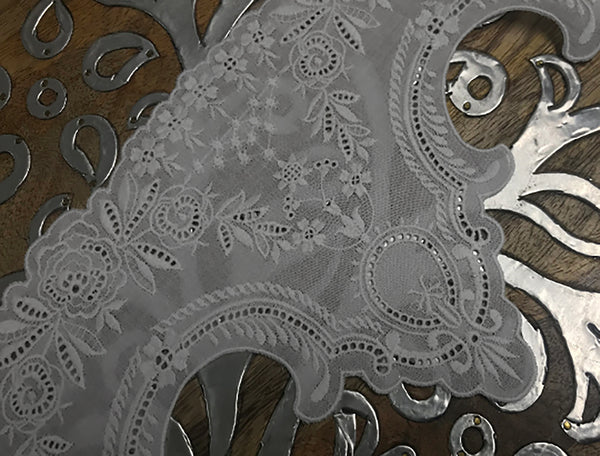 Natural White Broderie  Anglaise Lace on  Cotton Voile - 18 cm Wide.