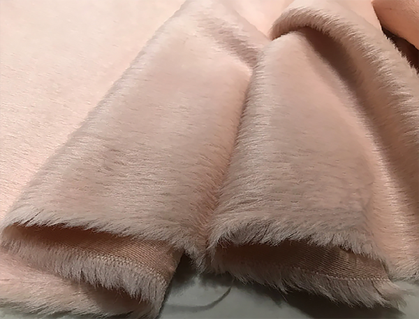 Salmon Powder Long Hair - Italian Alpaca Fur - 147 cm Wide.