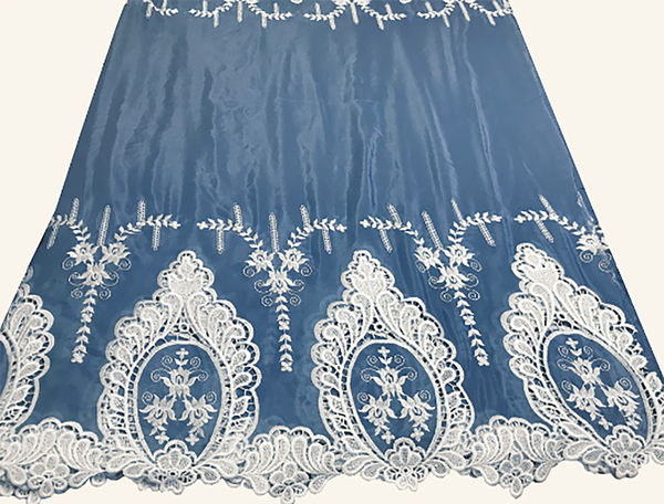Embroidered Double Border -Silk/Cotton - 120 cm Wide - Available in 3 Colors.