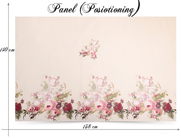 Floral Print on Natural Beige Silk Organza,  100%  Mulberry Silk, 20 MM.