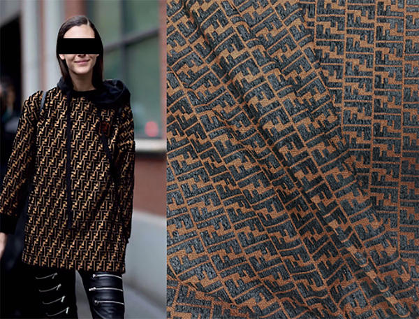 Black on Caramel Background - Italian Jacquard - 138 cm Wide,