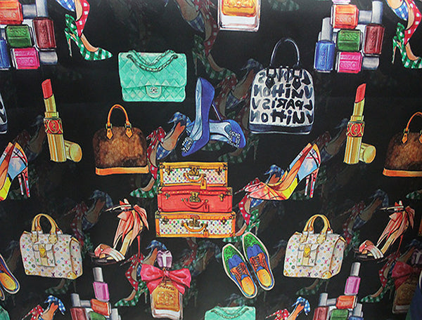 Multi Color "Fun" Print - Stretch Silk Satin - 19MM - in 3 Colors.