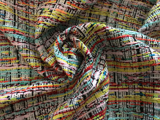Multi Color w/Ribbons -  French Tweed - 150 cm Wide.