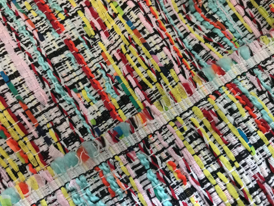 Multi Color w/Ribbons -  French Tweed - 150 cm Wide.