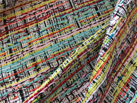 Multi Color w/Ribbons -  French Tweed - 150 cm Wide.