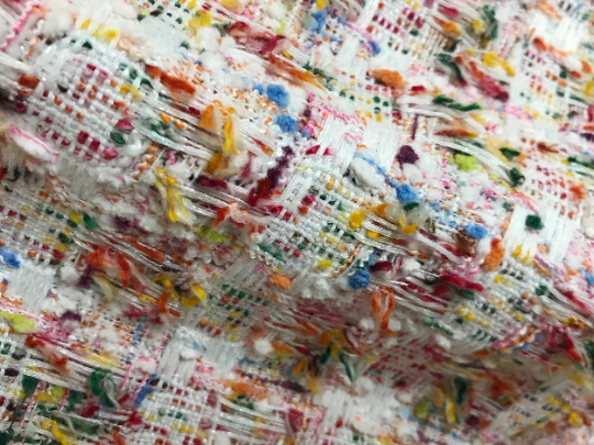 Multi Color in a Checkered Pattern - French Tweed -150 cm Wide.