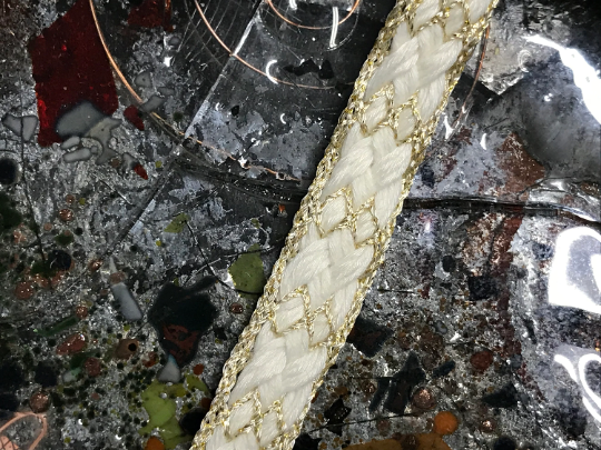 Of White/Gold - Hand Made French Braided Trim - 1.5 cm Wide.