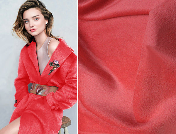 Tangerine Powder Long Hair - Italian Alpaca Fur - 154 cm Wide.