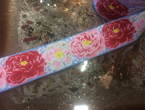 Shades of Pink Floral - Magnificent Peonies - Embroidered Jacquard Ribbon - 1.5" Wide.
