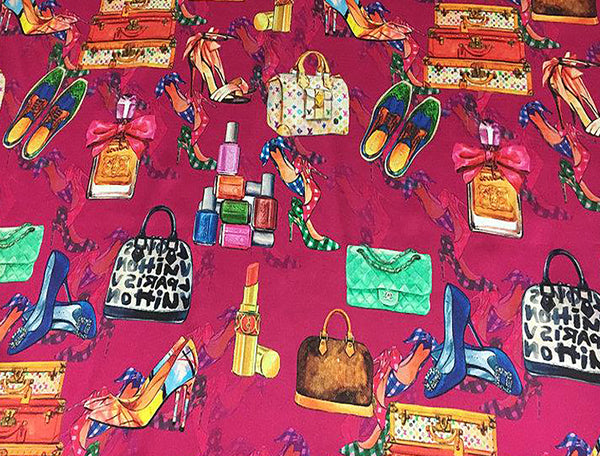 Multi Color "Fun" Print - Stretch Silk Satin - 19MM - in 3 Colors.