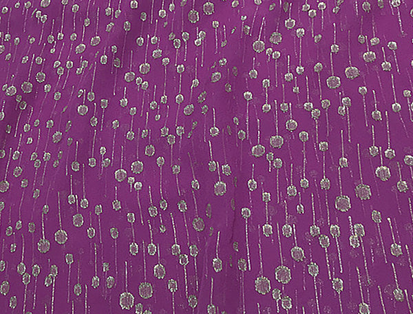 Raspberry Color w/Gold Dandelions - Italian Silk Georgette - 11 mm - 110 cm Wide.