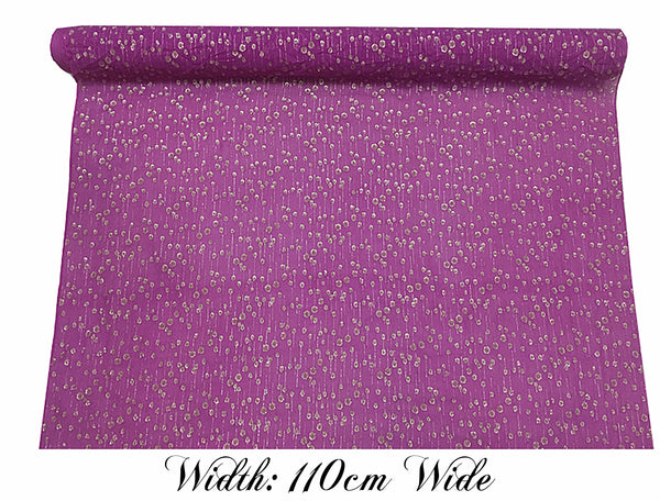 Raspberry Color w/Gold Dandelions - Italian Silk Georgette - 11 mm - 110 cm Wide.