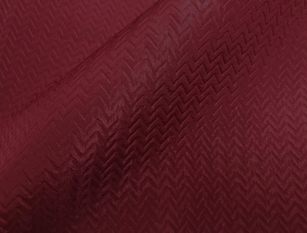 Burgundy Silk/Wool Jacquard - Chevron Style - 60 MM - 146 cm Wide.