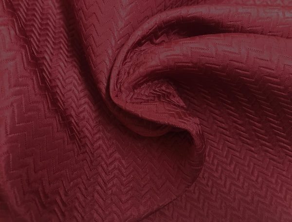 Burgundy Silk/Wool Jacquard - Chevron Style - 60 MM - 146 cm Wide.