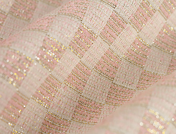 Coral Powder/Beige/Gold - French Tweed - 150 cm Wide.