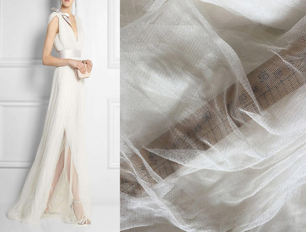 Natural White- French Silk Tulle - 152 cm Width.