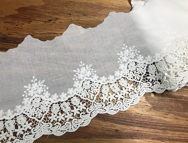 Natural White embroidery  on Natural White Cotton Voile - Broderie Anglaise - 21 cm Wide.