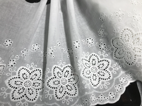 White Broiderie Anglaise -  Swiss Cotton Voile - 31 cm Wide, Imported