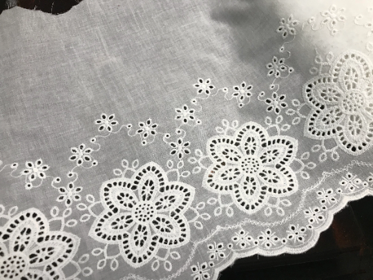 White Broiderie Anglaise -  Swiss Cotton Voile - 31 cm Wide, Imported