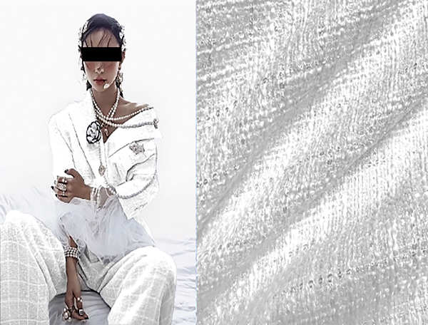 White Cotton/Viscose - French Tweed - 148 cm Wide.