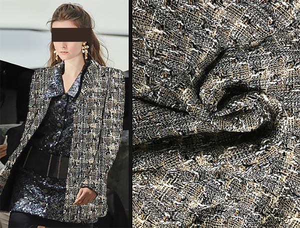 Shades of Tan/Grey/Black/White  -Double Faced French Tweed - 150 cm Wide.